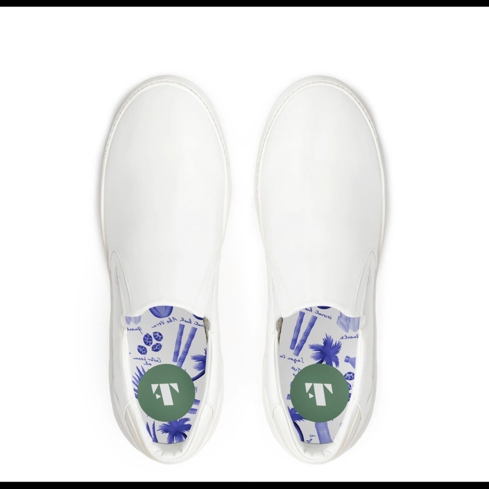 - Thousand Fell White Leather Slip Ons